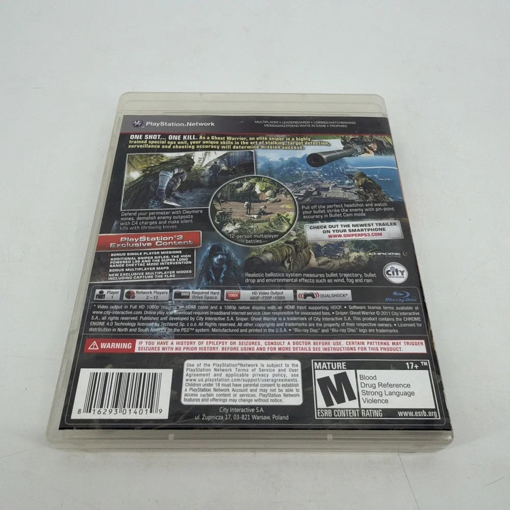 Sniper Ghost Warrior Sony (PlayStation 3 2011) Video Game Shooter PS3 PS Shooter